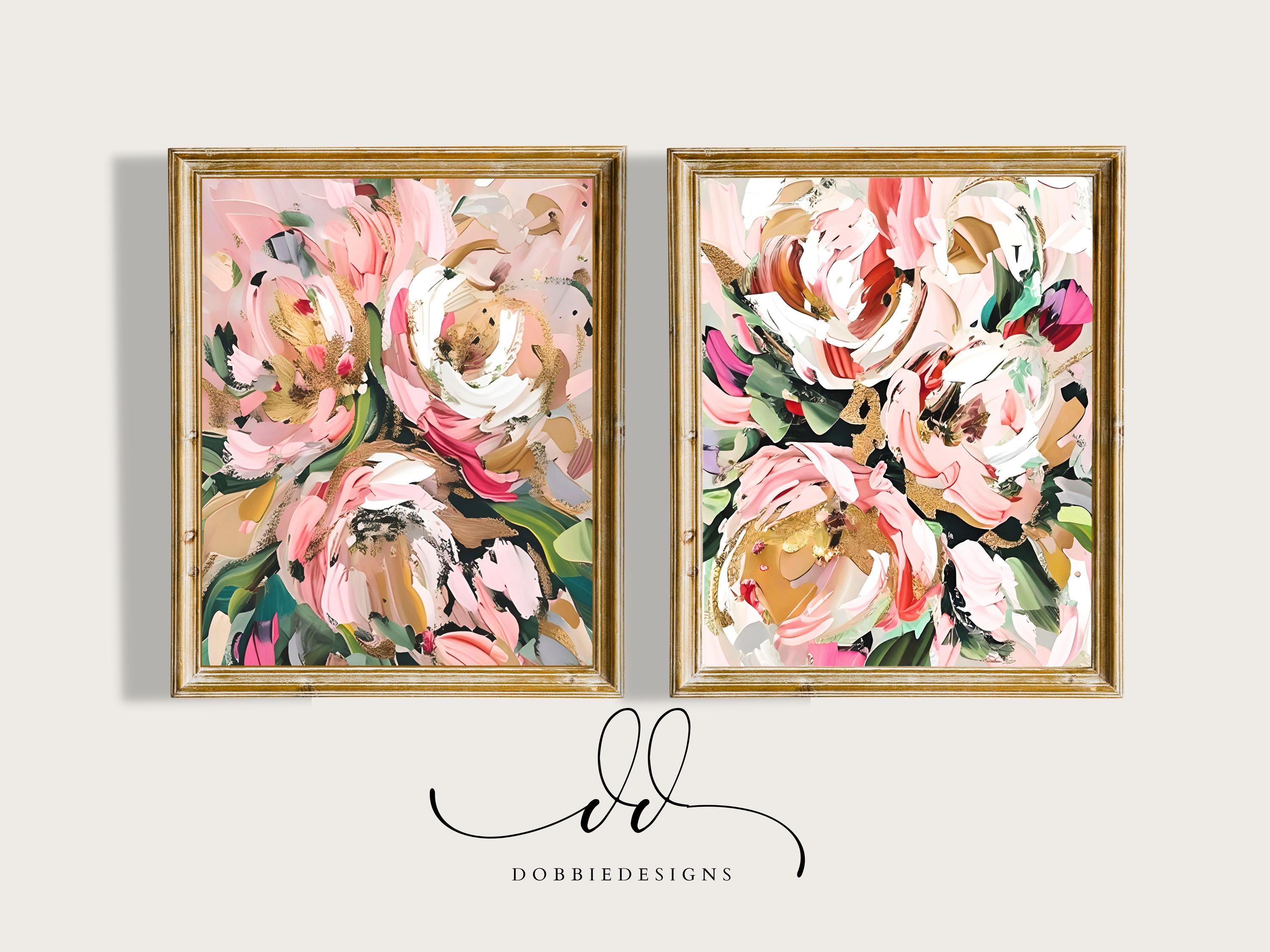 Abstract Floral Art Prints Modern Abstract Art Flower Wall Decor Set of ...