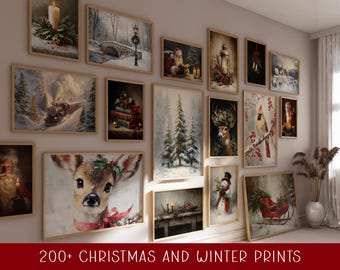 200+ Christmas and Winter Holiday Gallery Wall Set Vintage Holiday Decorating Mega Bundle Printable Wall Art Farmhouse-Printable 251072GW