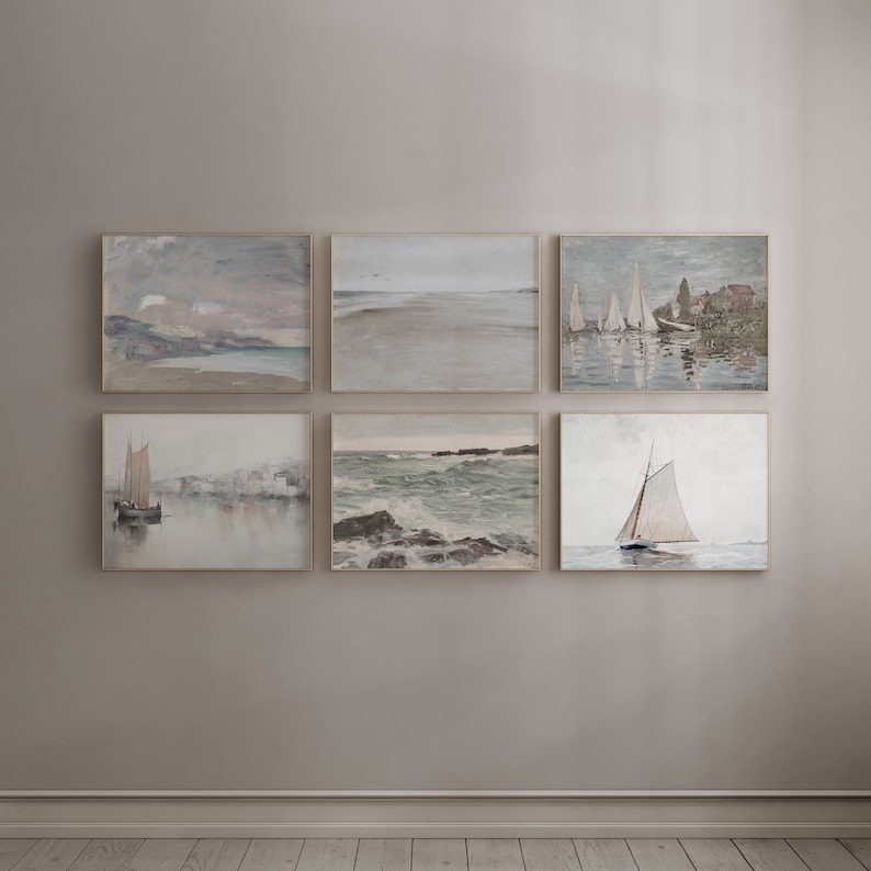 Neutral Coastal Gallery Wall Art Set of 10 Digital Prints, Vintage ...