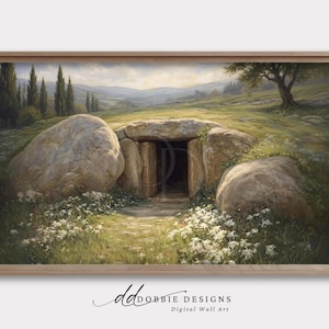 Marco de TV Tumba Vacía Arte 4K Él Ha Resucitado Pantalla Cristiana de Pascua para Samsung Frame TV Paisaje de Resurrección Descarga Digital TV010