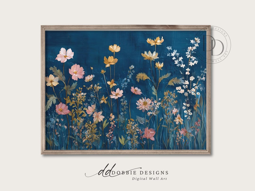 Dark Floral Wall Art Moody Botanical Wildflower Painting Cottagecore ...