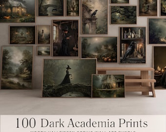 100 Dark Academia Prints Moody Printable Gallery Wall Art Set Vintage Halloween Gothic Home Decor Autumn Cottagecore Art 260141