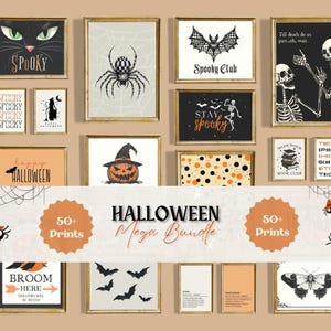 Halloween Mega Bundle, Spooky Halloween Prints, Vintage Halloween Posters, Halloween Wall Art, Creepy Halloween Decorations Set of 55 241081