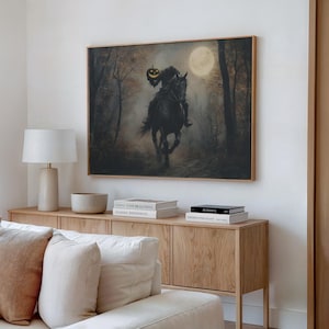 Headless Horseman Wall Art Sleepy Hollow Vintage Halloween Decor Dark Academia Moody Autumn Painting Pumpkin Head Poster 241077-10 image 6