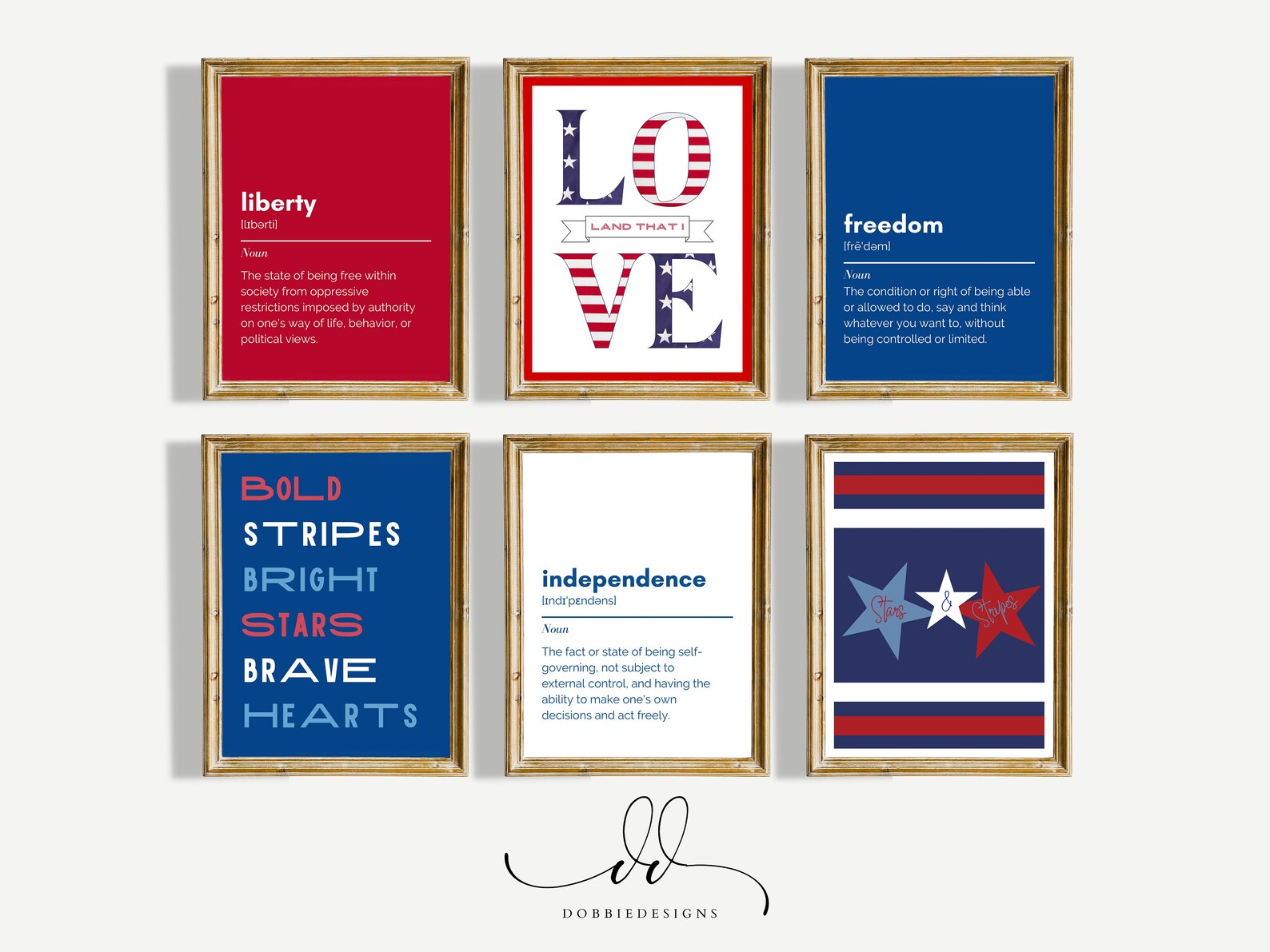 Patriotic Wall Art Set of 54 Independence Day Posters 4th of July Decor ...