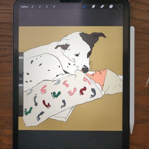 Custom Digital Portrait Pet Portrait Digital Download Customizable Personalized Pet Portrait