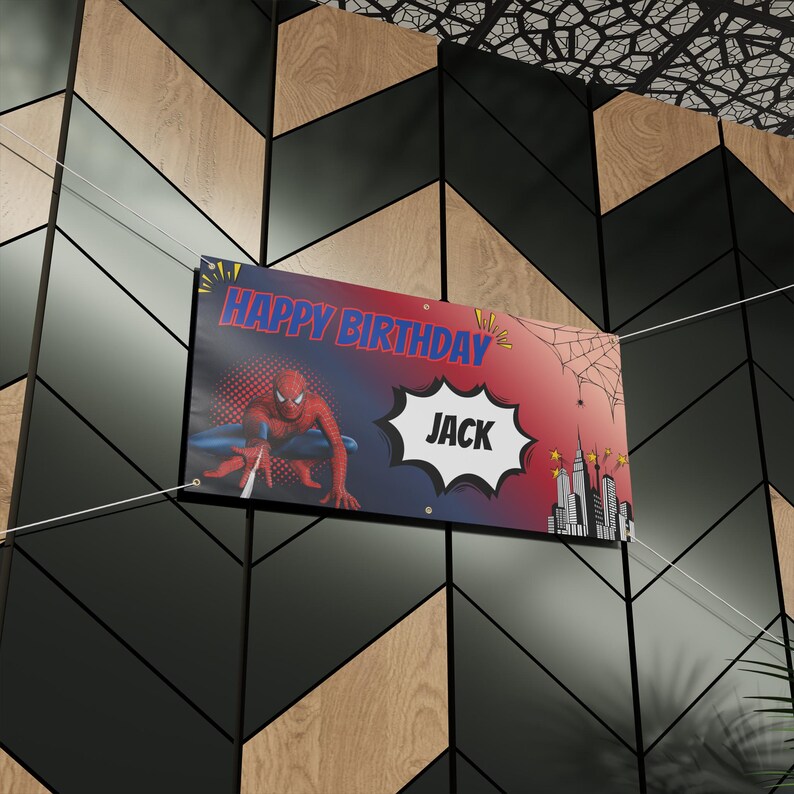 Custom Spiderman Birthday Banner | Personalized Birthday Banner image 4