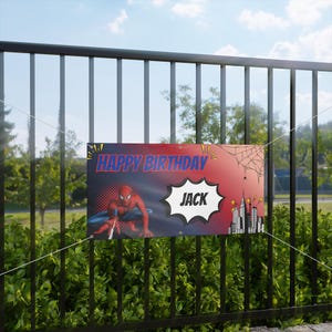 Custom Spiderman Birthday Banner | Personalized Birthday Banner image 3