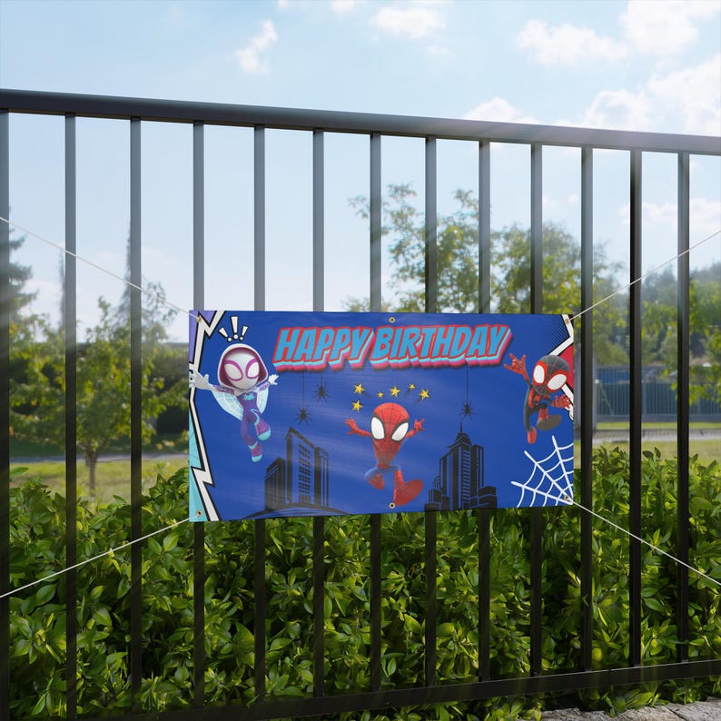 Spider Man Matte Geburtstagsbanner | Spider-Man-Thema Party Dekor Bild 3