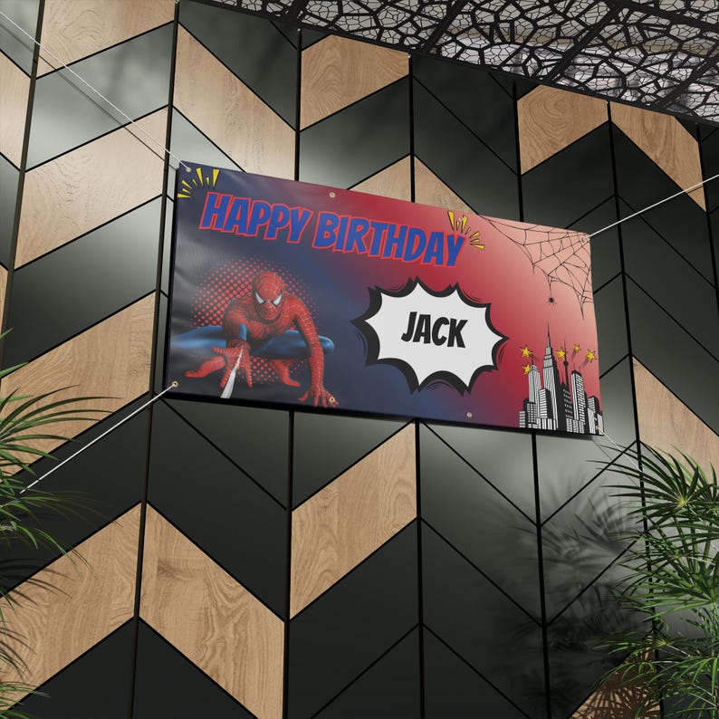 Custom Spiderman Birthday Banner | Personalized Birthday Banner image 6