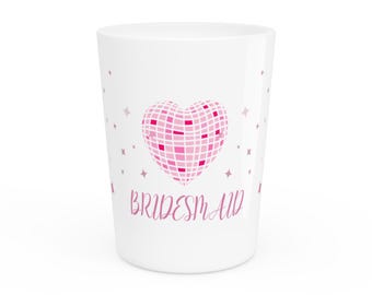 Vaso de chupito rosa con forma de corazón estilo disco para damas de honor / Despedida de soltera