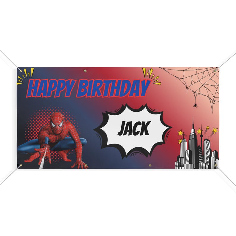 Custom Spiderman Birthday Banner | Personalized Birthday Banner image 5