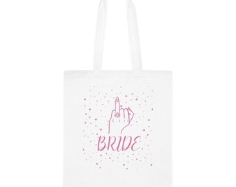 Bride Tote Bag | Pink Script Stars Cotton Bachelorette Gift