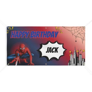 Custom Spiderman Birthday Banner | Personalized Birthday Banner image 2