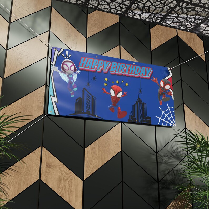Spider Man Matte Geburtstagsbanner | Spider-Man-Thema Party Dekor Bild 6