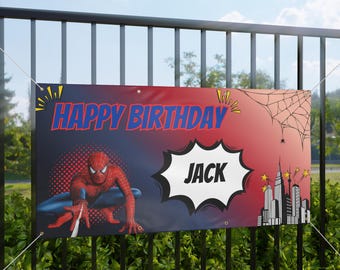 Custom Spiderman Birthday Banner | Personalized Birthday Banner