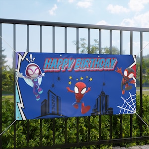 Spider Man Matte Geburtstagsbanner | Spider-Man-Thema Party Dekor Bild 1