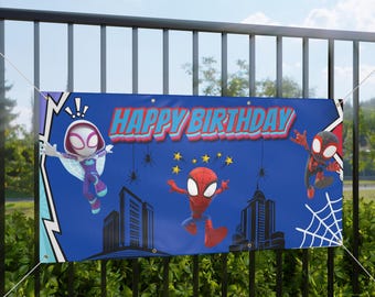 Spider Man Birthday Matte Banner | Spider-Man Theme Party Décor