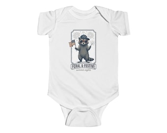 Vild & Festlig Tvättbjörnsbody | Baby Holiday Woodland Critter