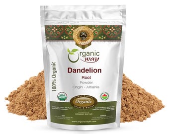 Organic Way Dandelion Root Powder (Taraxacum officinale) | Herbal Tea - European Wild-Harvest | Organic Kosher Certified | Origin - Albania