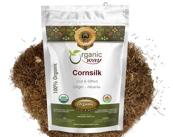Organic Way Cornsilk Cut & Sifted - European Wild-Harvest | Kosher, USDA Certified | Raw, Vegan, Non GMO, Gluten Free | Origin - Albania