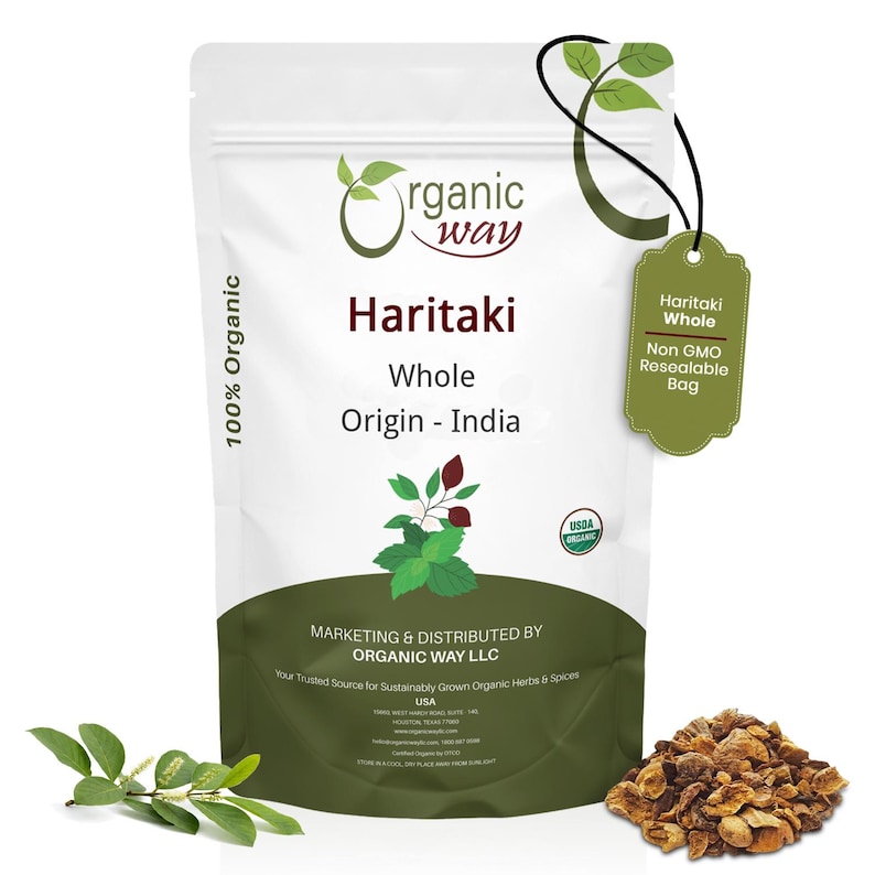 Organic Way Haritaki Whole | Kosher & USDA Certified | Vegan, Non-GMO Gluten Free | Raw from India image 1