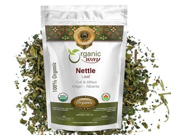 Organic Way Nettle Leaf Cut & Sifted - Herbal Tea | European Wild-Harvest | Kosher, USDA Certified | Non GMO, Gluten Free | Origin - Albania