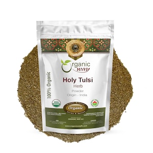 Organic Way Holy Tulsi / Holy Basil Herb Powder - Organic, Kosher, USDA Certified | Raw, Vegan, Non GMO, Gluten Free | Origin - India