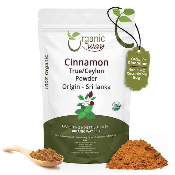 Organic Way True Ceylon Cinnamon Powder - Organic, Kosher, USDA Certified | Raw, Vegan, Non GMO, Gluten Free | Pure Sri Lanka Cinnamon