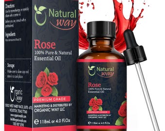 Rose Essential Oil | Pure Aromatherapy Oil for Diffusers, Hair Growth, Skin, Scalp Care, Massage |  4 Fl Oz (120 mL)