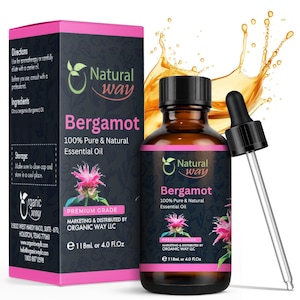 bergamot Essential Oil for Diffusers - Natural Aroma Oil for Home Fragrance, Long Lasting Scent for Office, Bedroom & Soothing Scent 4 Fl Oz