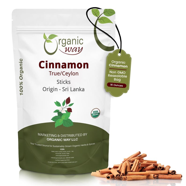 Organic Way True Ceylon Cinnamon Sticks - Organic, Kosher, USDA Certified | Raw, Vegan, Non GMO, Gluten Free | Origin - Sri Lanka 1 LBS