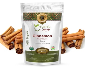 Organic Way True Ceylon Cinnamon Sticks - Organic, Kosher, USDA Certified | Raw, Vegan, Non GMO, Gluten Free | Origin - Sri Lanka