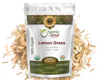 Organic Way Lemongrass Fine Cut & Sifted Herbal Tea - Organic, Kosher, USDA Certified | Raw, Vegan, Non GMO, Gluten Free | Origin - India