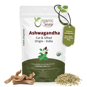 Organic Way Ashwagandha Root Cut & Sifted - Organic, Kosher, USDA Certified | Raw, Vegan, Non GMO, Gluten Free | Origin - India image 1