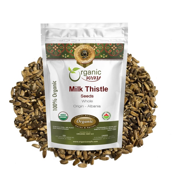 Organic Way Whole Milk Thistle Seeds - Organic & Kosher Certified | Vegan, Non-GMO and Gluten Free | USDA Certified | Origin - Albania