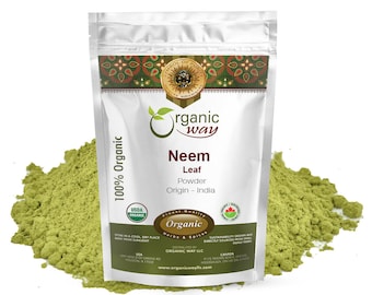 Organic Way Neem Leaf Powder (Azadirachta indica) - Organic, Kosher, USDA Certified | Raw, Vegan, Non GMO, Gluten Free | Origin - India