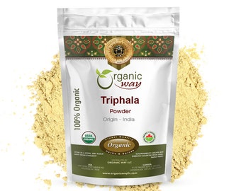 Poudre d'herbes de triphala Organic Way - Biologique, casher, certifié USDA | Cru, végétalien, sans OGM, sans gluten | Origine - Inde