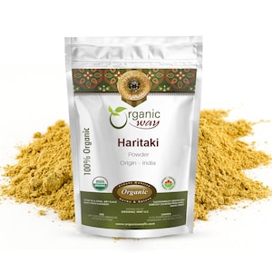 Organic Way Haritaki Powder (Terminalia chebula) - Organic, Kosher, USDA Certified | Raw, Vegan, Non GMO, Gluten Free | Origin - India
