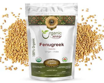 Organic Way Fenugreek Methi Seeds Whole - Organic, Kosher, USDA Certified | Raw, Vegan, Non GMO, Gluten Free | Origin - India (1LBS / 16Oz)