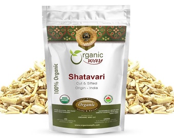 Organic Way Dried Shatavari Cut & Sifted - Organic, Kosher, USDA Certified | Raw, Vegan, Non GMO, Gluten Free | Origin - India