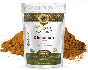 Organic Way Cinnamon Cassia Powder - Adds Flavour | Organic, Kosher, USDA Certified | Raw, Vegan, Non GMO, Gluten Free | Origin - India