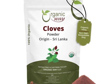 Organic Way Cloves Powder - Aromatic Spice | Organic, Kosher, USDA Certified | Raw, Vegan, Non GMO, Gluten Free | Origin - Sri Lanka