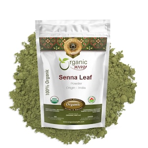 Polvo de hojas de sen Organic Way (Cassia angustifolia) - Orgánico, Kosher, certificado por el USDA / Crudo, vegano, sin OGM, sin gluten / Origen: India