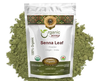 Organic Way Senna Leaf Powder (Cassia angustifolia) - Organic, Kosher, USDA Certified | Raw, Vegan, Non GMO, Gluten Free | Origin - India