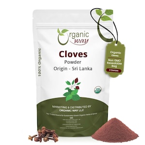 Organic Way Cloves Powder - Aromatic Spice | Organic, Kosher, USDA Certified | Raw, Vegan, Non GMO, Gluten Free | Origin - Sri Lanka 1/4 LBS