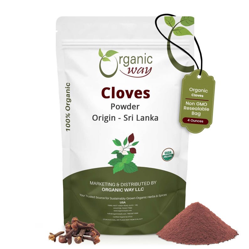 Organic Way Cloves Powder - Aromatic Spice | Organic, Kosher, USDA Certified | Raw, Vegan, Non GMO, Gluten Free | Origin - Sri Lanka 1/4 LBS