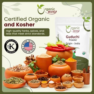 Organic Way Premium Grade Guduchi Powder (Tinospora cordifolia) - Organic & Kosher Certified | Raw, Vegan | Origin - India image 8
