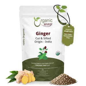 Organic Way Ginger Root Cut & Sifted - Herbal Tea | Organic, Kosher, USDA Certified | Raw, Vegan, Non GMO, Gluten Free | Origin - India