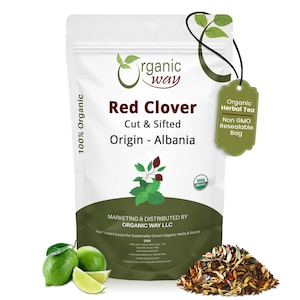Organic Way Red Clover Cut & Sifted - Herbal Tea | European Wild-Harvest | Kosher, USDA Certified | Non GMO, Gluten Free | Origin - Albania